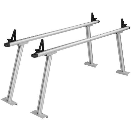 LKW-Gepäckträger, 363 kg Tragkraft, 180 x 78 cm Aluminium-Leiterträger für LKW mit 8 C-Klemmen ohne Bohren, Hochleistungs-Ladeflächenträger mit zwei Stangen für Kajak, Surfbrett, Bauholz, Leiter
