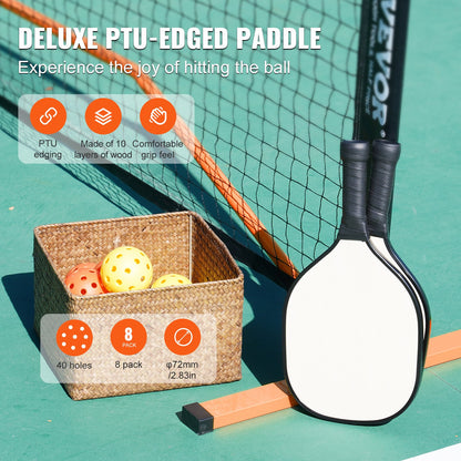 Pickleball Net Set, 22FT Regulation Size, Portable Pickleball System with Bags, Balls, Paddles, Wheels and Court Lines, Weatherproof Metal Frame and PE Netting, for Outdoor Backyard Driveway