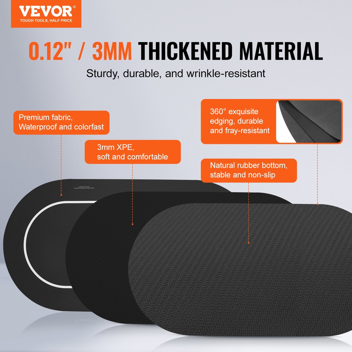 Pokerbordsskiva 70 x 35 tums pokermatta 6-8 spelare Vikbar med väska svart