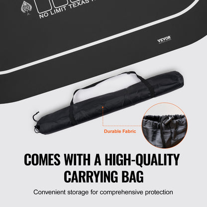 Pokerbordsskiva 70 x 35 tums pokermatta 6-8 spelare Vikbar med väska svart