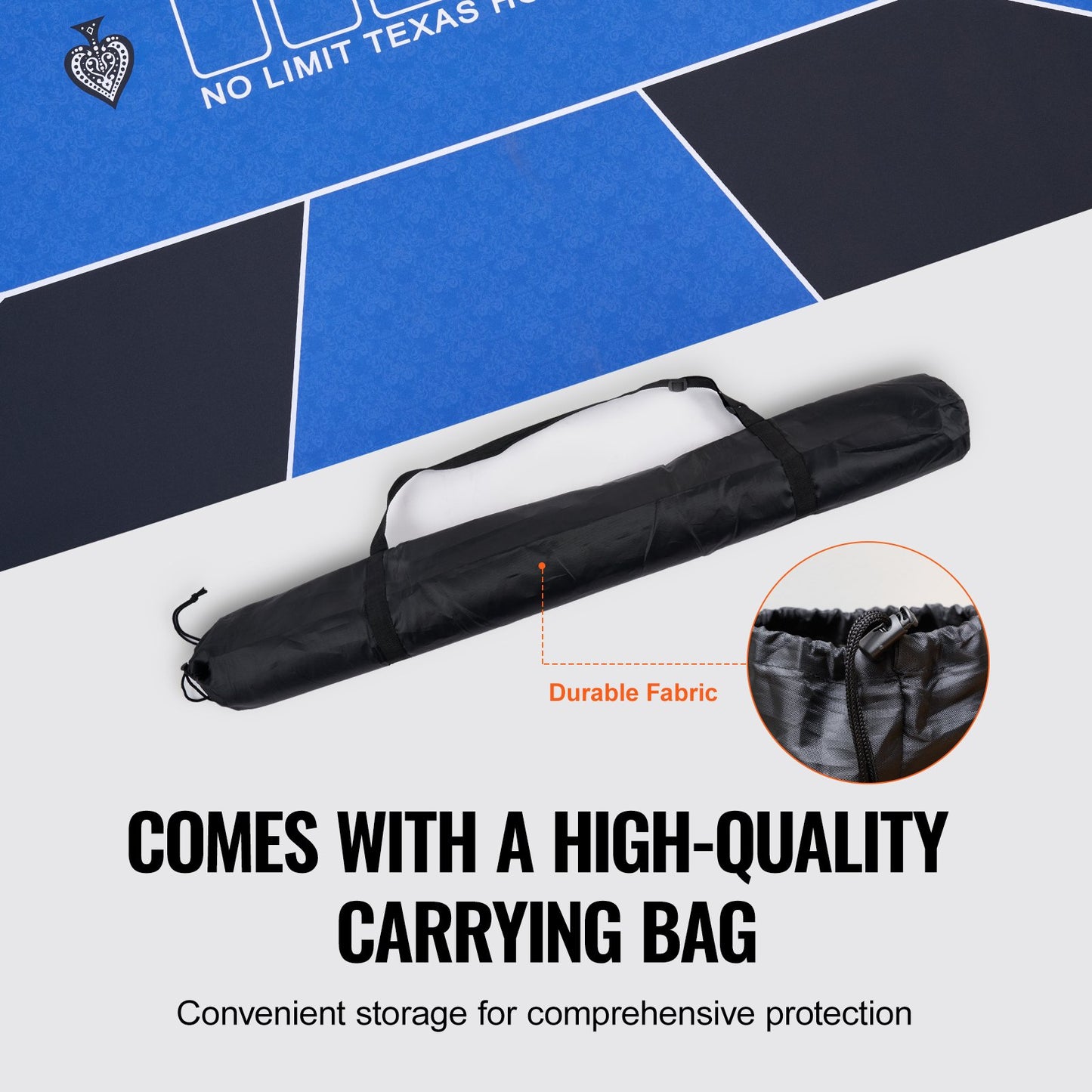 Poker table top 70 x 35 inch poker mat 6-8 players Foldable with bag blue