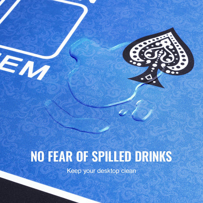 Poker table top 70 x 35 inch poker mat 6-8 players Foldable with bag blue