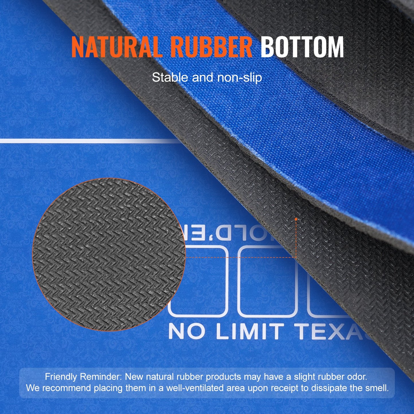 Poker table top 70 x 35 inch poker mat 6-8 players Foldable with bag blue