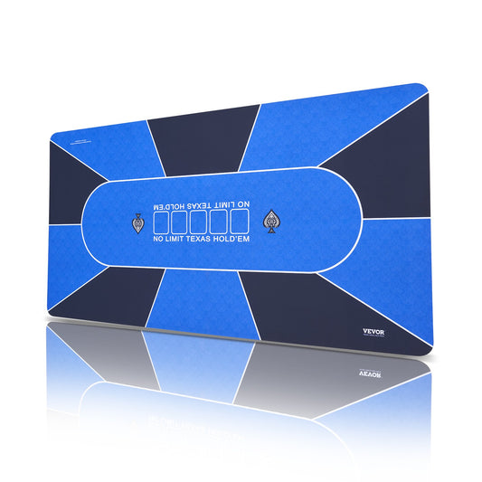 Poker table top 70 x 35 inch poker mat 6-8 players Foldable with bag blue