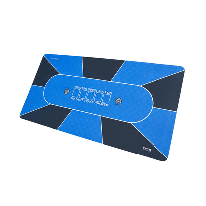 Poker table top 70 x 35 inch poker mat 6-8 players Foldable with bag blue