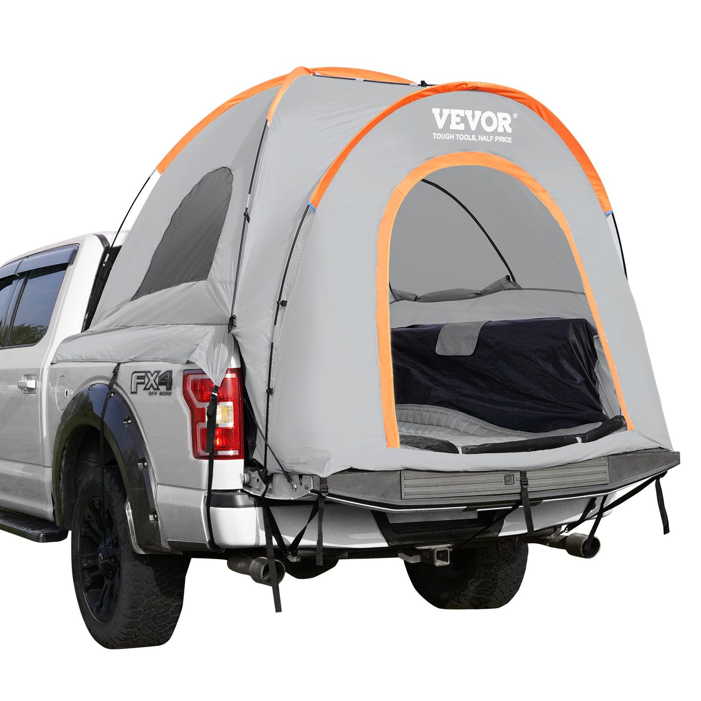 Truck Bed Tält, 5,5'-6' Pickup Truck tält med regnlager och bärväska, vattentätt PU2000mm dubbellager lastbilstält för camping, rymmer 2-3 personer, för campingresor utomhusaktiviteter