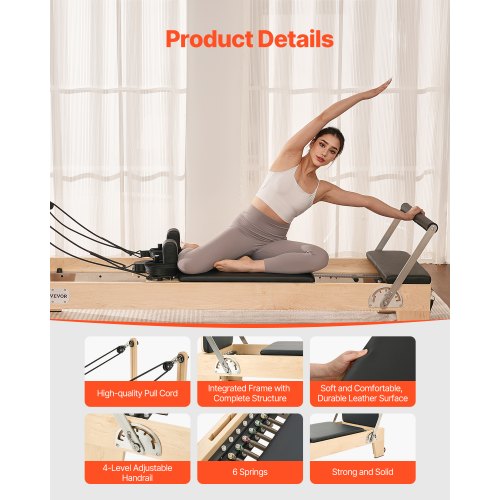 Pilates Reformer Pilates-Maschine aus Holz für das Heim-Fitnessstudio | EU