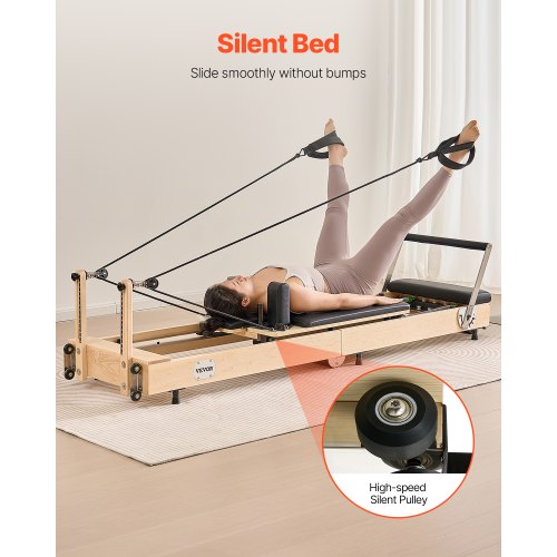 Foldable Pilates Reformer Wooden Pilates Machine for Home Gym | EU