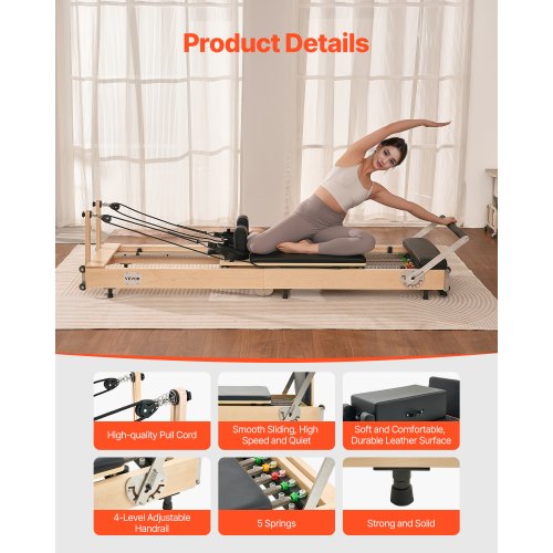 Foldable Pilates Reformer Wooden Pilates Machine for Home Gym | EU