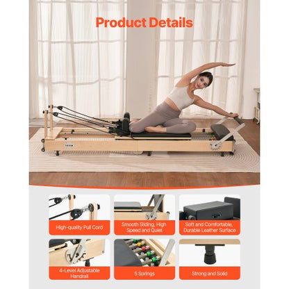 Foldable Pilates Reformer Wooden Pilates Machine for Home Gym | EU