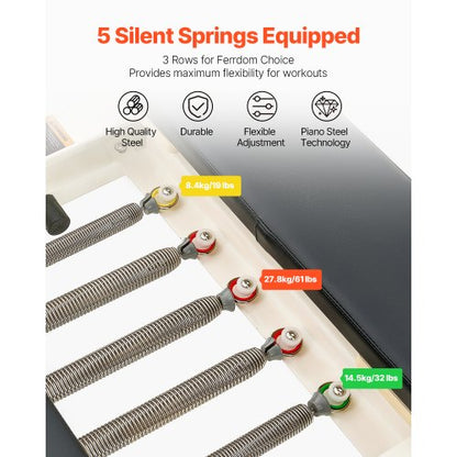 Foldable Pilates Reformer Pilates Machine Home Gym Exercise Equipment | EU