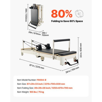 Foldable Pilates Reformer Pilates Machine Home Gym Exercise Equipment | EU