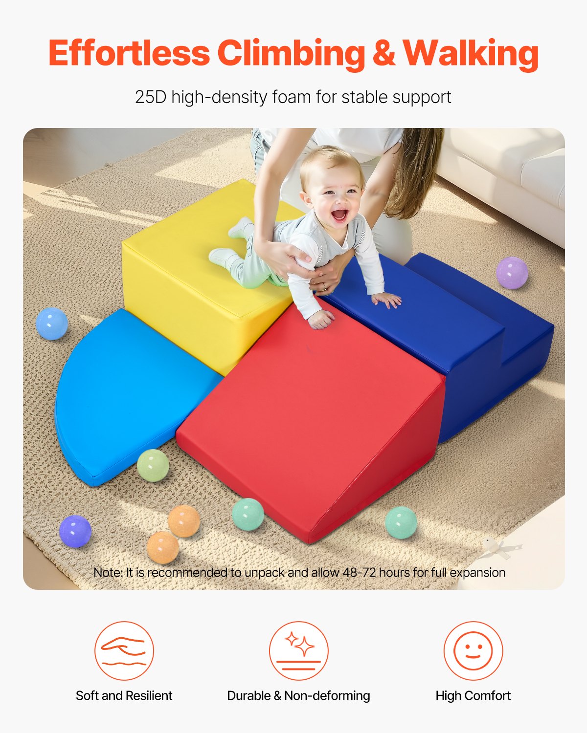 Climbing Toys 4-Piece Foam Climbing Blocks for Toddlers and Preschoolers