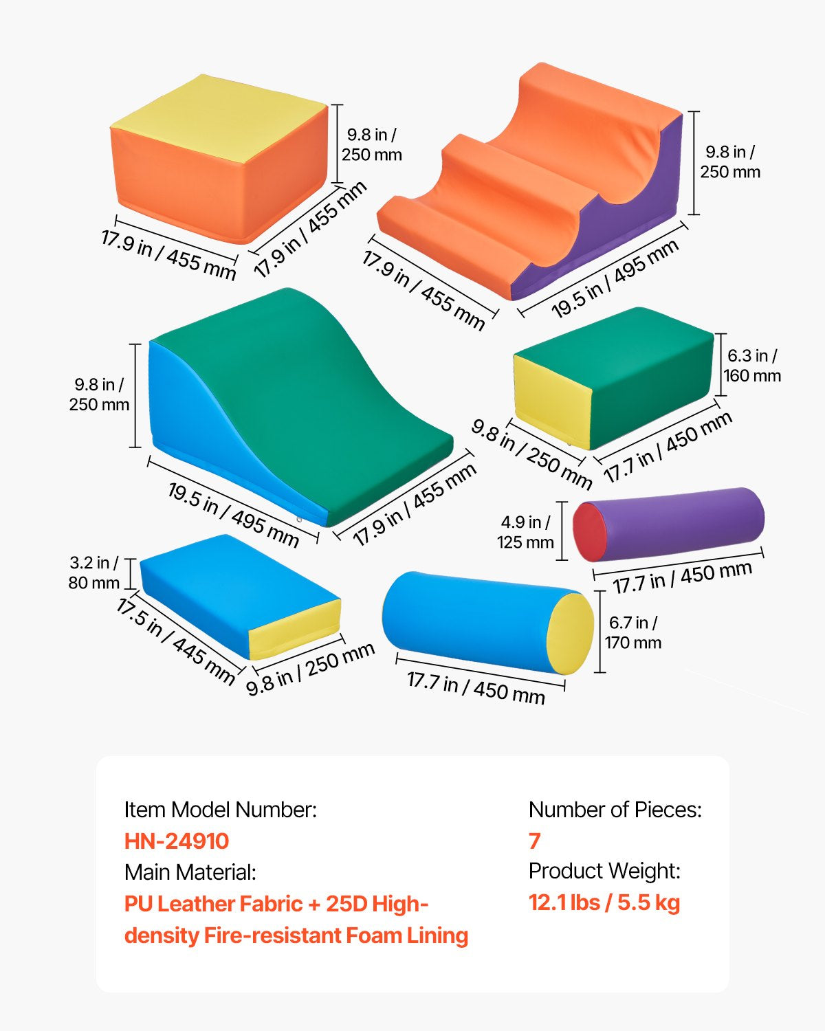 Climbing Toys 7 Pieces Foam Climbing Blocks for Toddlers and Preschoolers
