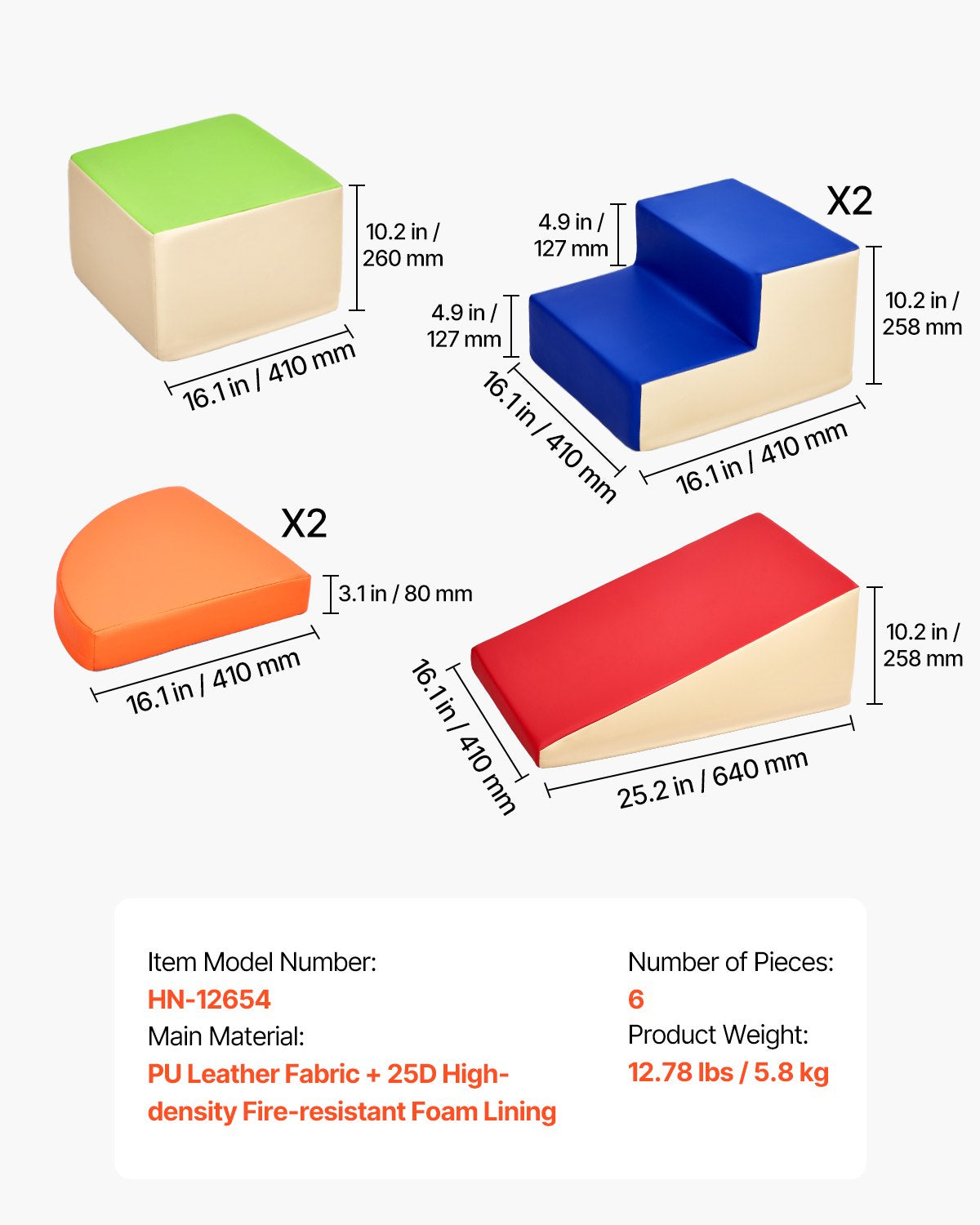 Climbing Toys 6 Pieces Foam Climbing Blocks for Toddlers and Preschoolers