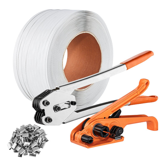 Bandbandssats med bandspännare, bandförseglingsverktyg, 3280 ft längd PP-band, 1000 metalltätningar, pallförpackning Bandbandssats Bandning förpackningsband för packning
