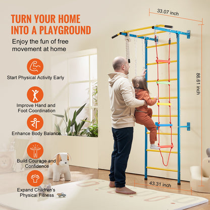 Wall Gym for Kids 5 i 1 stål Indoor Kids Gym för träningsklätterleksaker