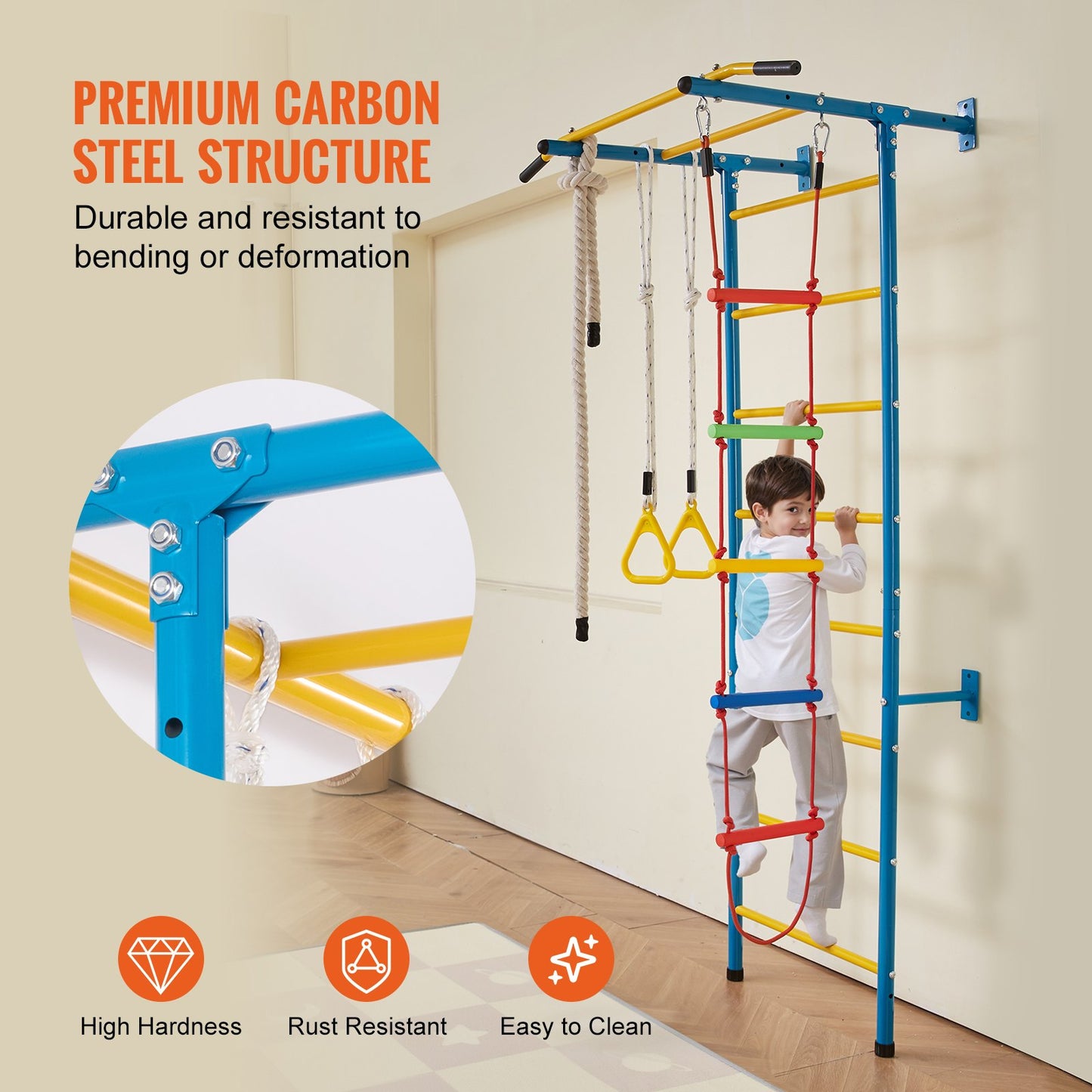 Wall Gym for Kids 5 i 1 stål Indoor Kids Gym för träningsklätterleksaker