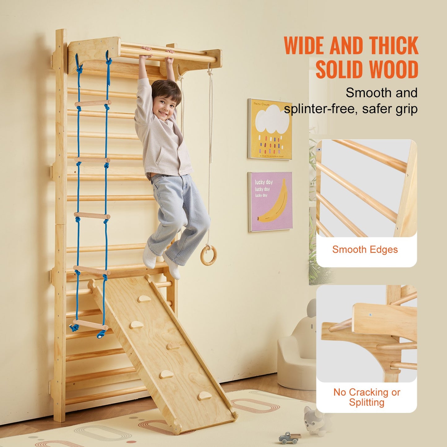 Swedish Ladder Wall Gym 5 in 1 Trä inomhuslekplats klätterleksaker