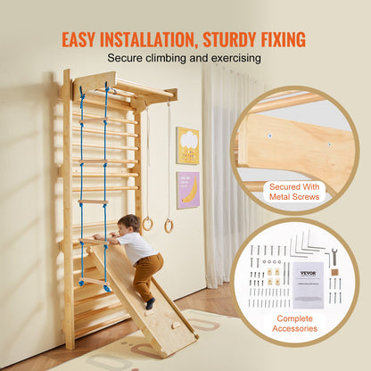 Swedish Ladder Wall Gym 5 in 1 Trä inomhuslekplats klätterleksaker