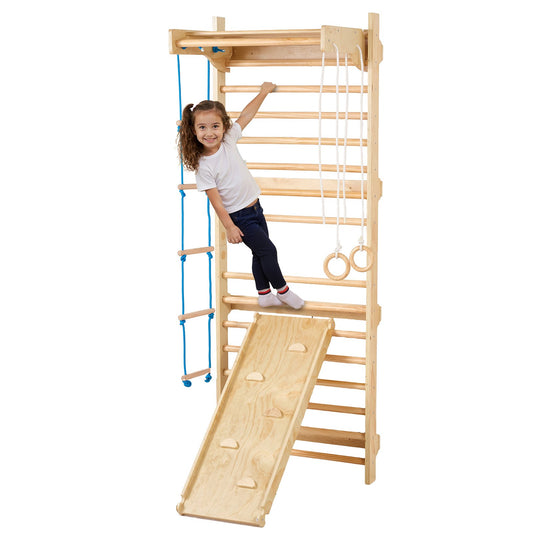 Swedish Ladder Wall Gym 5 in 1 Trä inomhuslekplats klätterleksaker