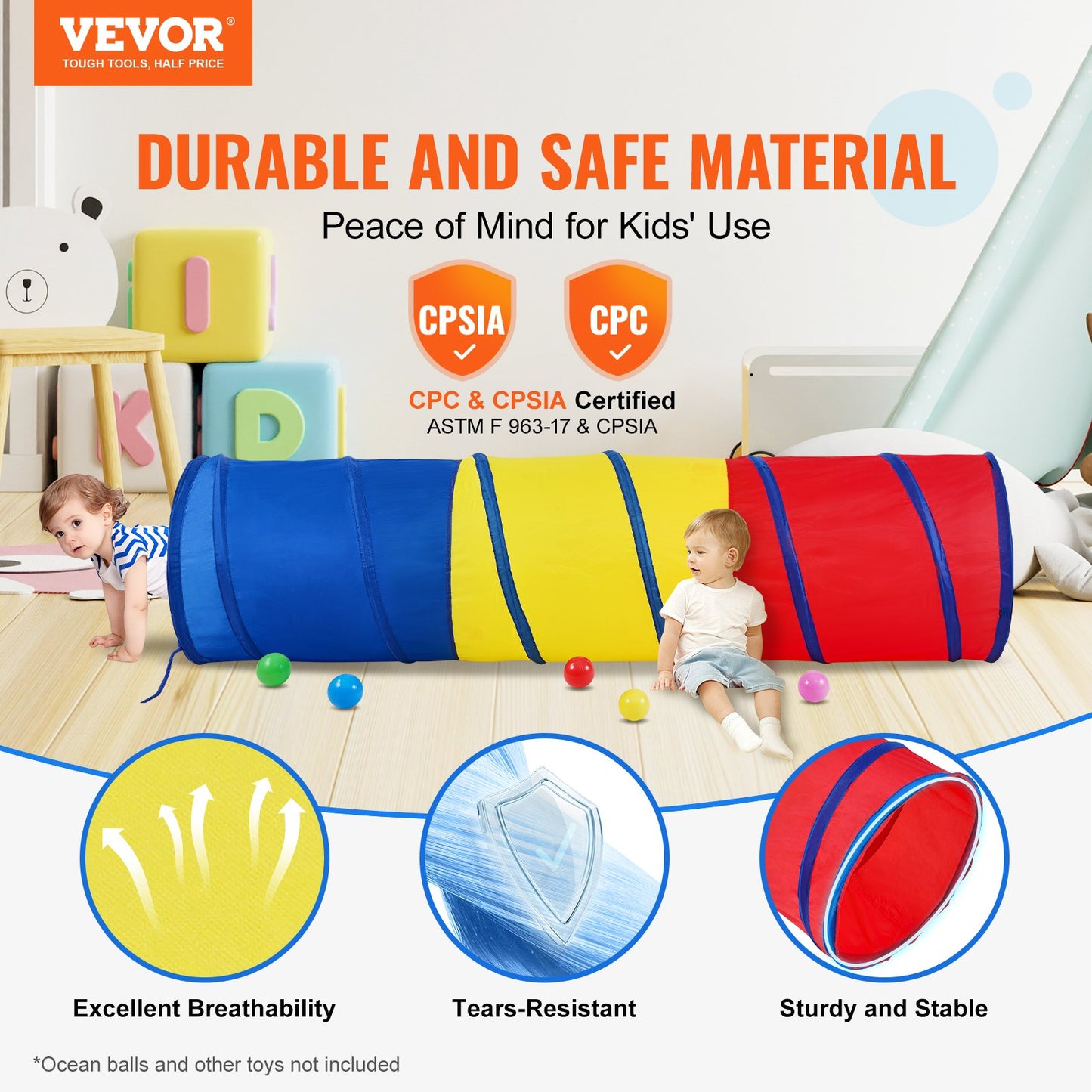 Kinder-Spieltunnelzelt für Kleinkinder, buntes Pop-Up-Kriechtunnel-Spielzeug für Babys oder Haustiere, faltbares Geschenk für Jungen und Mädchen, Indoor-Spieltunnel und Outdoor-Spiele, Rot/Gelb/Blau, mehrfarbig