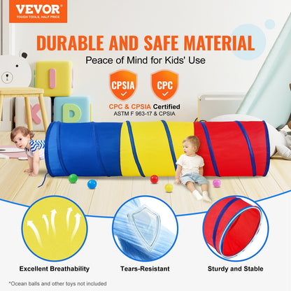 Kinder-Spieltunnelzelt für Kleinkinder, buntes Pop-Up-Kriechtunnel-Spielzeug für Babys oder Haustiere, faltbares Geschenk für Jungen und Mädchen, Indoor-Spieltunnel und Outdoor-Spiele, Rot/Gelb/Blau, mehrfarbig