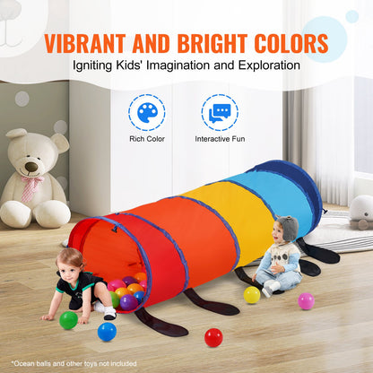 Kids Lektunneltält för småbarn, Färgglad Pop Up Caterpillar Crawl Tunnel-leksak för bebis eller husdjur, hopfällbar present för pojke och flicka Lektunnel inomhus och utomhus, Flerfärgad
