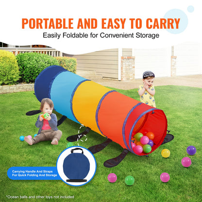 Kids Lektunneltält för småbarn, Färgglad Pop Up Caterpillar Crawl Tunnel-leksak för bebis eller husdjur, hopfällbar present för pojke och flicka Lektunnel inomhus och utomhus, Flerfärgad