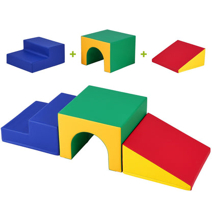 Simple Tunnel Climber, Kleinkinder-Spielset, Schaumstoff-Kletterblöcke für Kleinkinder, Kinder-Tunnellabyrinth mit Treppe und Rampe, Indoor für Kleinkinder und Vorschulkinder, leicht zu reinigen, 3-teilig (sortiert)