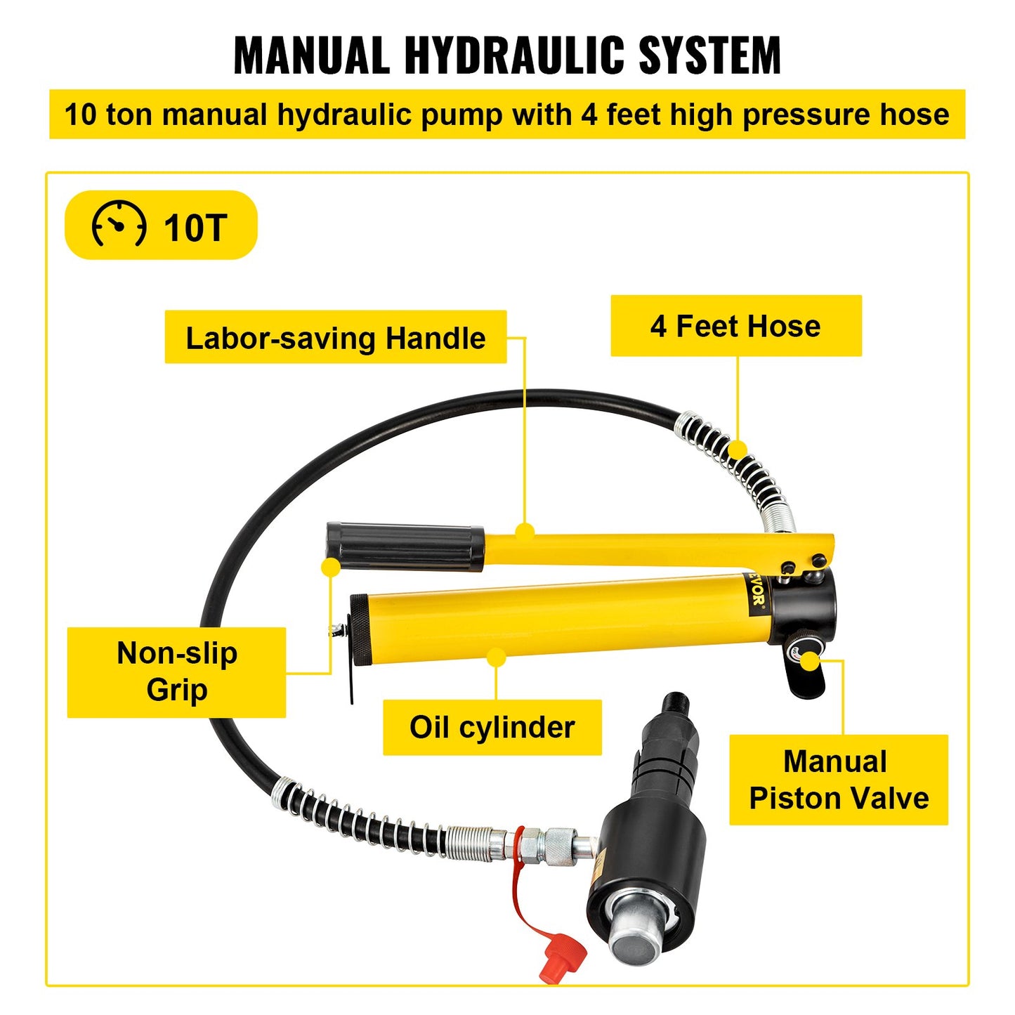 Hydraulisk avgasrörsexpanderare, 1-5/8" till 4-1/4" storlek, 10 T manuell hydraulisk rörsträckare med 4 stansar och 2 förvaringsväskor för koppar, aluminiumrör vid bilreparation