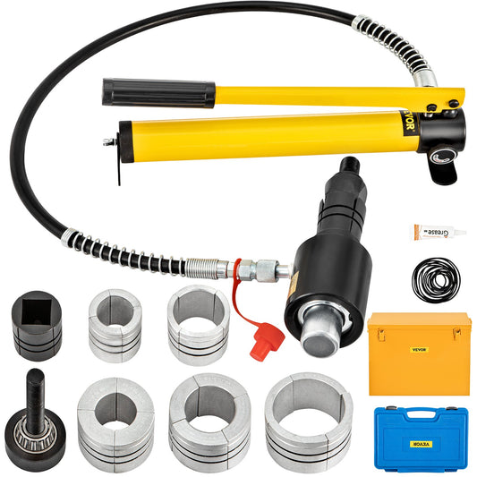 Hydraulisk avgasrörsexpanderare, 1-5/8" till 4-1/4" storlek, 10 T manuell hydraulisk rörsträckare med 4 stansar och 2 förvaringsväskor för koppar, aluminiumrör vid bilreparation