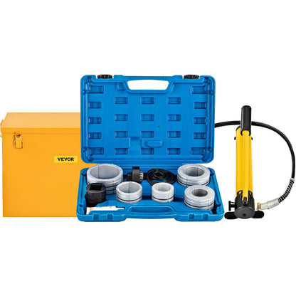 Hydraulisk avgasrörsexpanderare, 1-5/8" till 4-1/4" storlek, 10 T manuell hydraulisk rörsträckare med 4 stansar och 2 förvaringsväskor för koppar, aluminiumrör vid bilreparation