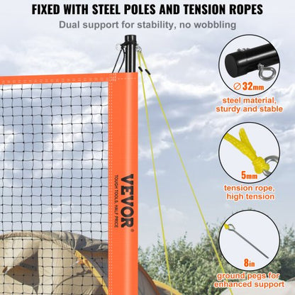 Volleyboll- och badmintonset, portabelt badmintonnät för utomhusbruk, stålstänger med justerbar höjd, professionellt kombinationsset med PVC-volleyboll, pump, bärväska, enkel installation för strandgräsmatta på bakgården |  EU