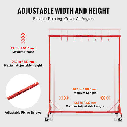 Paint Stand Adjustable Paint Hanger 8 Hooks Auto Body Painting Stand