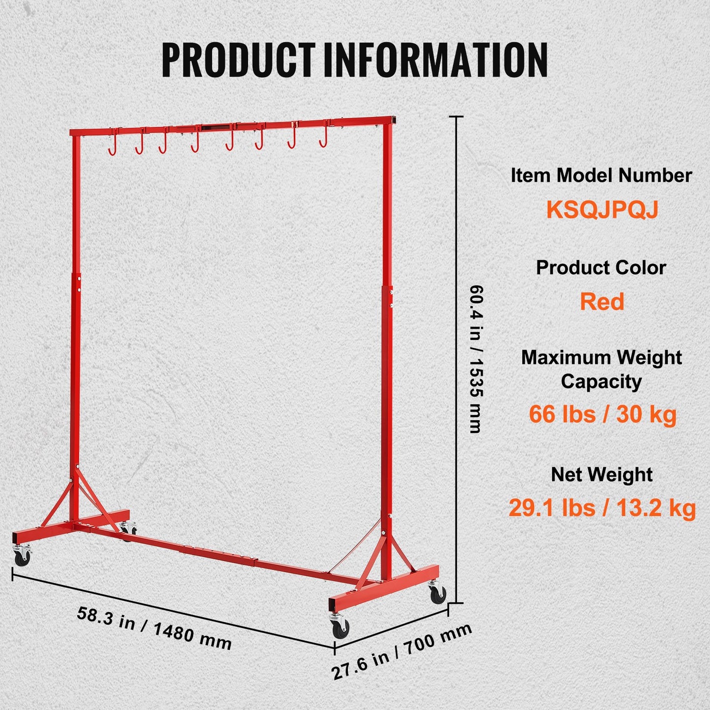 Paint Stand Adjustable Paint Hanger 8 Hooks Auto Body Painting Stand
