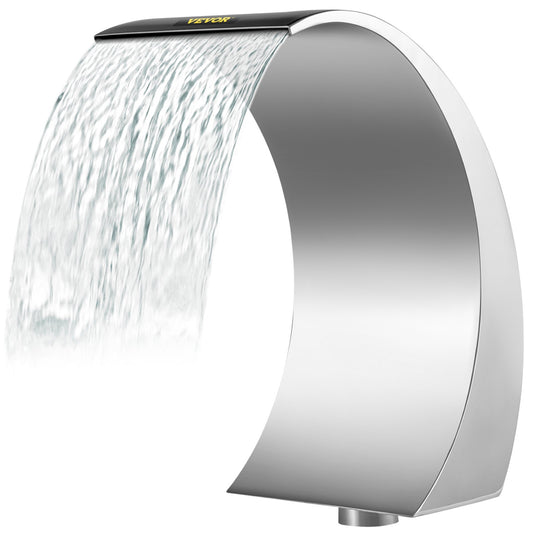 Pool Waterfall Fountain Rostfri stålfontän 15,4\" x 7,9\" x 1,5\" Silver Pool Fountains for Ground Pools Trädgård Utomhus Vattenfall Ren nedstigning Damm Vattenfunktion
