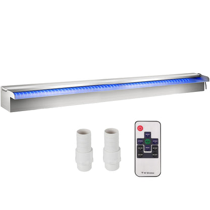 Färgglad LED pool vattenfall spill i rostfritt stål 120x11,5x8 cm