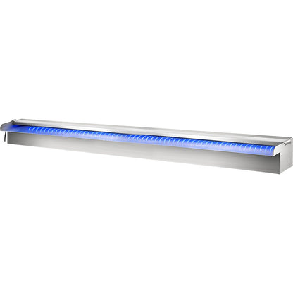 Färgglad LED pool vattenfall spill i rostfritt stål 151x11,5x8 cm