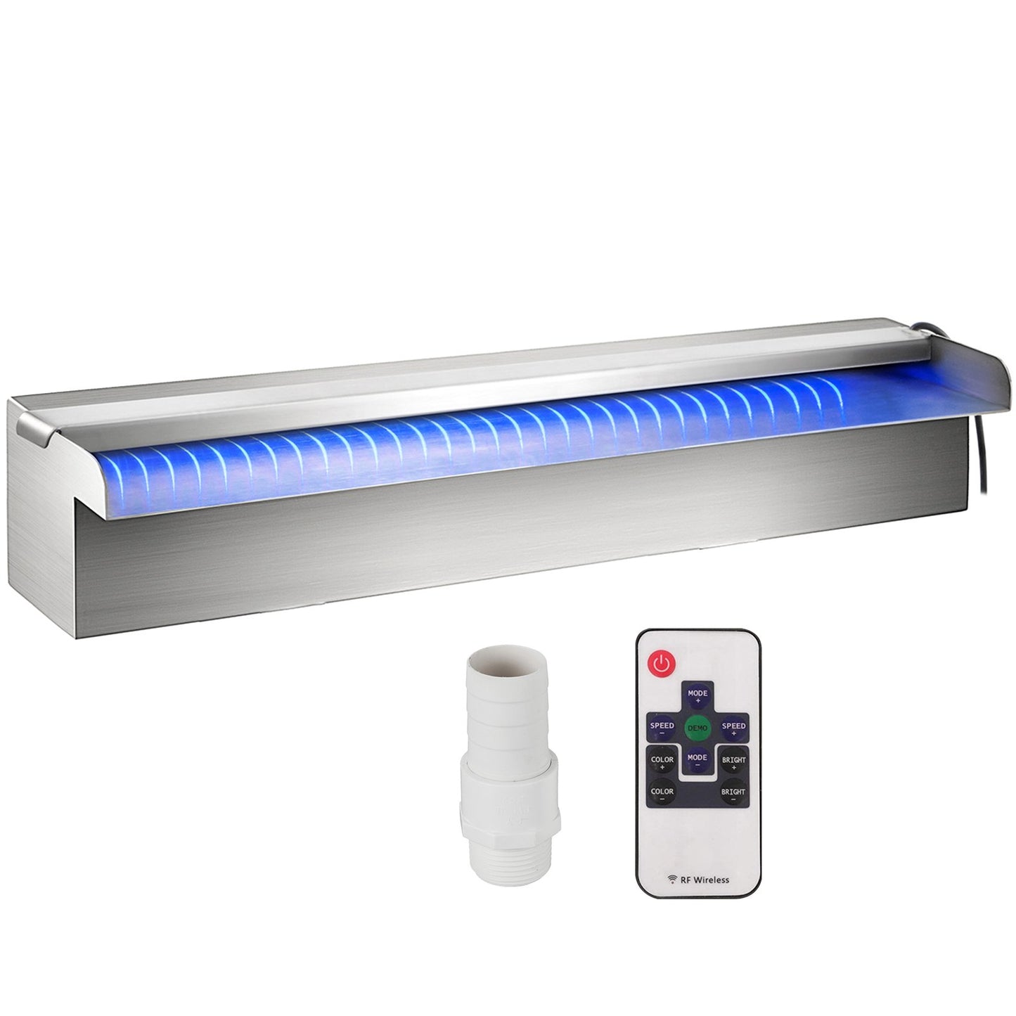 Färgglad LED pool vattenfall spill i rostfritt stål 30x11,5x8 cm
