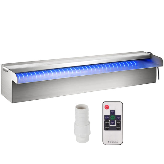 Färgglad LED pool vattenfall spill i rostfritt stål 30x11,5x8 cm