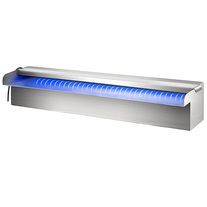 Färgglad LED pool vattenfall spill i rostfritt stål 30x11,5x8 cm