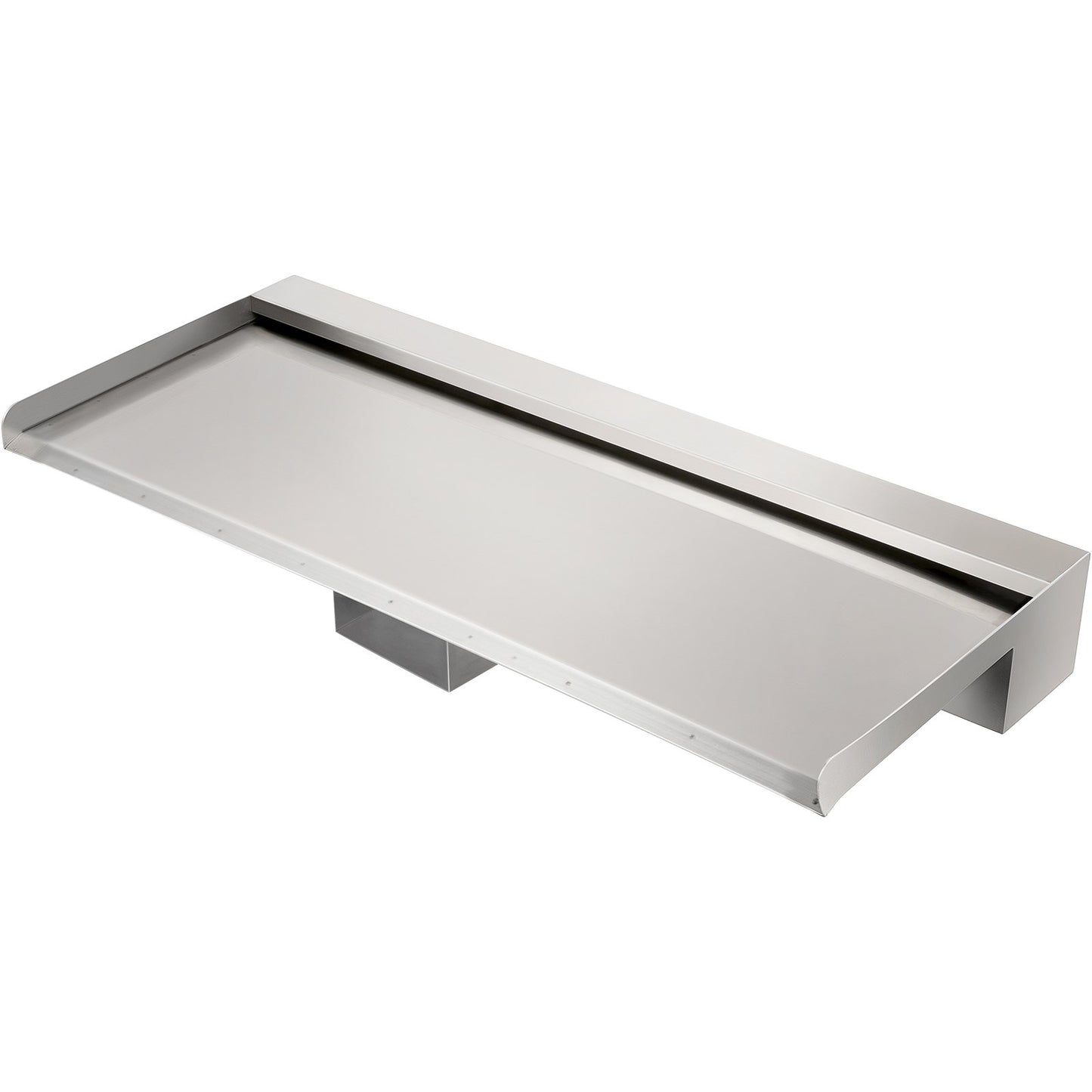 Waterfall blade, 60 cm stainless steel waterfall outlet, rectangular waterfall pool fountain, cascade blade with connection, hose, clamp and PTFE tape, water blade for koi fish pond, water feature