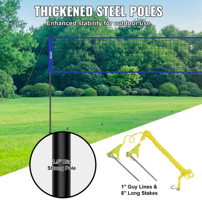 Utomhus bärbart volleybollnätsystem, Stålstolpar med justerbar höjd, Professionell volleybollsats med PVC-volleyboll, pump, bärväska, Heavy Duty volleybollnät för bakgård, strand, gräsmatta