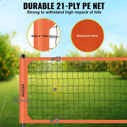 Utomhus bärbart volleybollnätsystem, justerbar höjd aluminiumstolpar, professionellt volleybollset med PVC-volleyboll, pump, bärväska, kraftigt volleybollnät för bakgård, strand, gräsmatta
