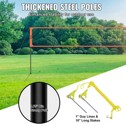 Utomhus bärbart volleybollnätsystem, justerbar höjd aluminiumstolpar, professionellt volleybollset med PVC-volleyboll, pump, bärväska, kraftigt volleybollnät för bakgård, strand, gräsmatta