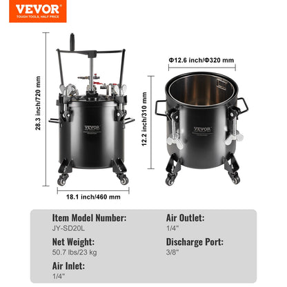 Sprühfarbe Druckbehälter Tank 20L/5gal mit Rädern Leck Reparatur Dichtmittel