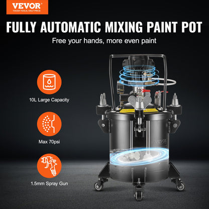 Spray Paint Pressure Pot Tank 10 L/2,5 gal Helautomatisk omrörning 70 psi