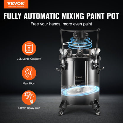 Spray Paint Pressure Pot Tank 30 L/7,5 gal Helautomatisk omrörning 70 psi
