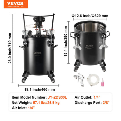 Spray Paint Pressure Pot Tank 30 L/7,5 gal Helautomatisk omrörning 70 psi